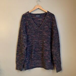 Vintage Puritan Sweater Mens Large 3-D Knit V-Neck Pullover Dad Grandpa